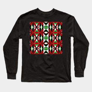 Red and Green Christmas Pattern Number 10 Long Sleeve T-Shirt